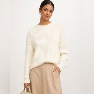 Madewell Ivory Cream Ribbed Knit Sweater | Cozy Soft Minimalist Capsule Staple
